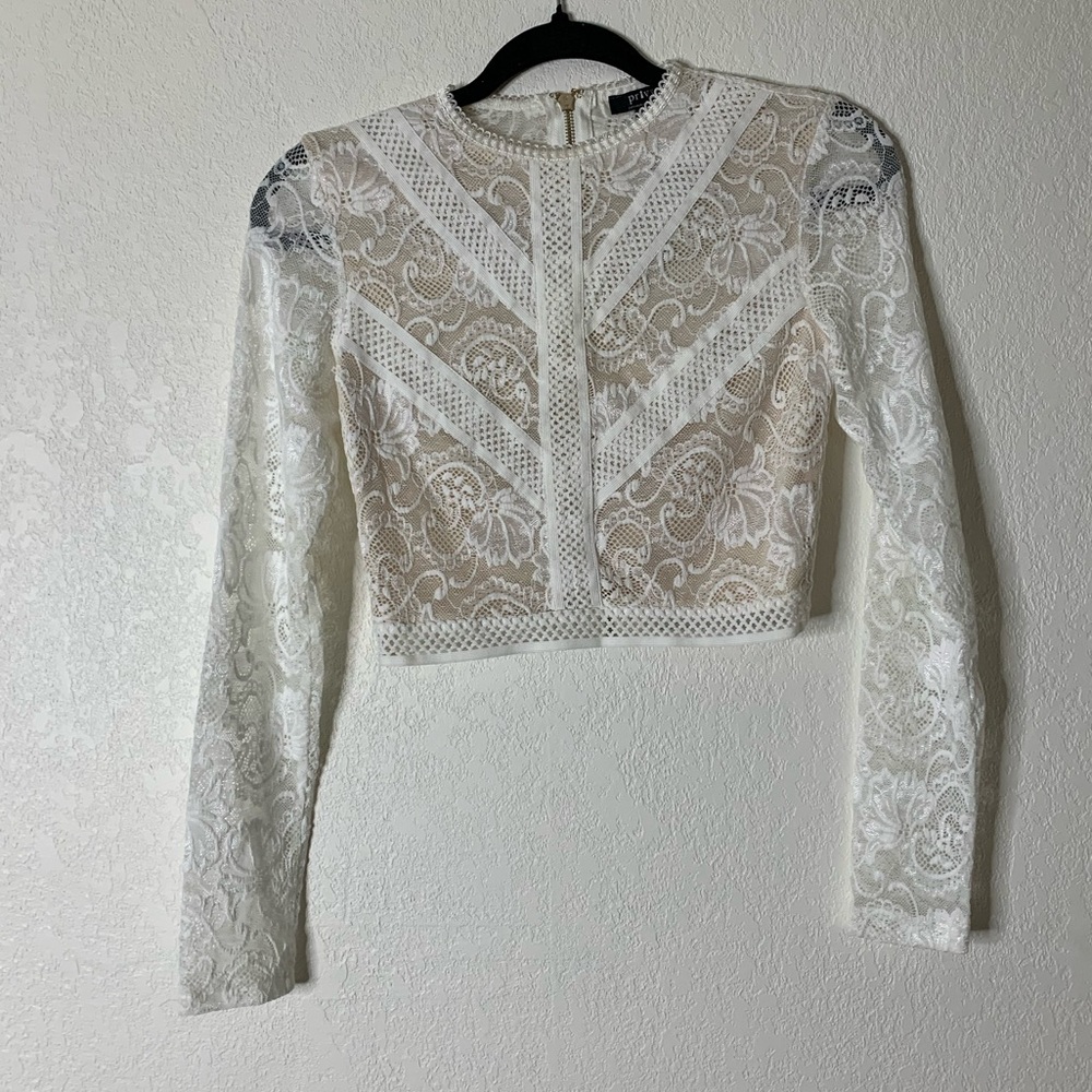 White Full Sleeve Crop Top